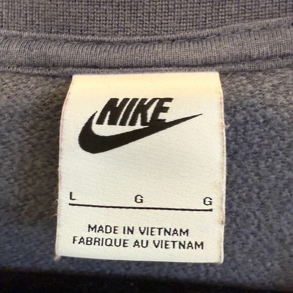 Nike Sweatshirt Womens Large Blue Cropped Sweater Fleece Center Swoosh Pullover - Picture 6 of 8